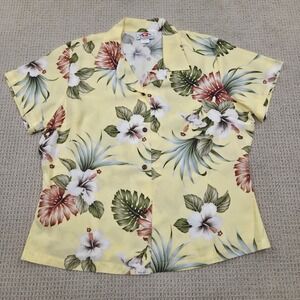 VTG MD Fashion Floral Hawaiian Shirt Blouse HAWAII USA MADE Rayon Womens Large
